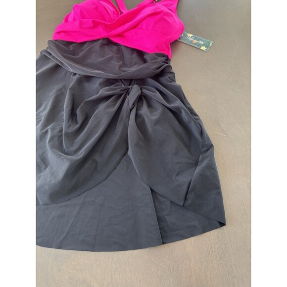 Women's Plus Size Swim Dress Tummy Control Swimsuit pink  size XXL Criss Cross - Picture 9 of 15